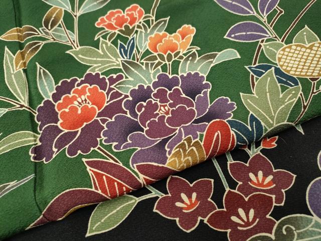 平和屋着物●豪華振袖 紅型 鴛鴦流水花文 暈し染め 正絹 逸品 CABH2630ut
