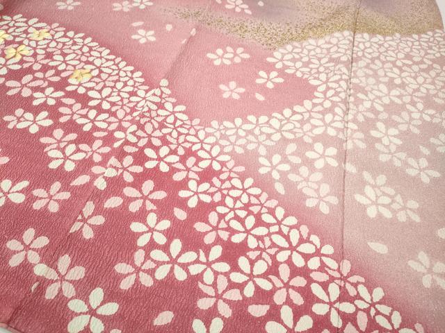 平和屋着物●豪華振袖 刺繍 エ霞舞花文 暈し染め 銀通し地 正絹 逸品 CABH2635ut