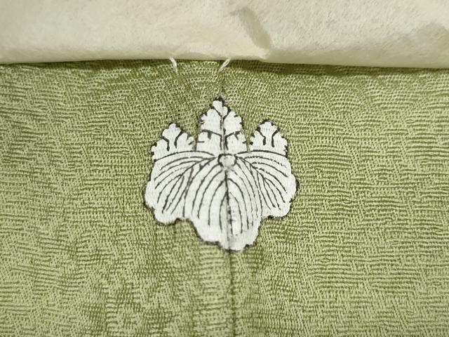 平和屋着物●上質な色無地 草花地紋 抹茶色 正絹 逸品 未使用 CABH2646ut