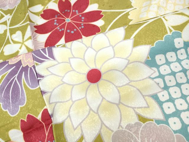 平和屋着物●小振袖 二尺袖 七宝鹿の子花文 洗える着物 未使用 CABH2652ut