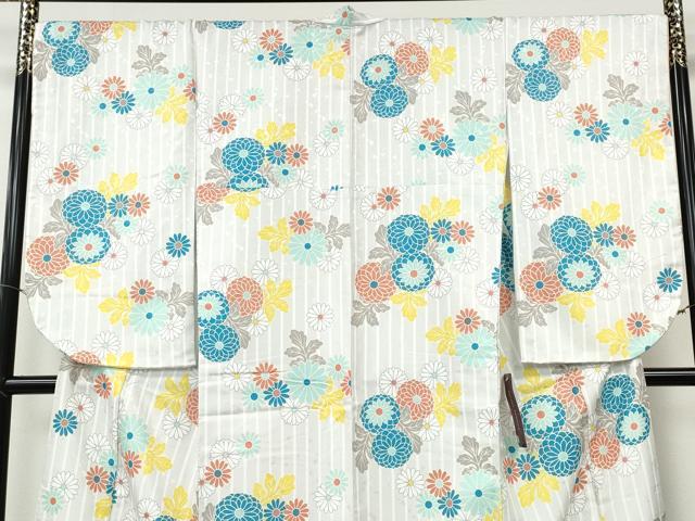 平和屋着物●小振袖 二尺袖 舞菊文 洗える着物 未使用 CABH2666ut