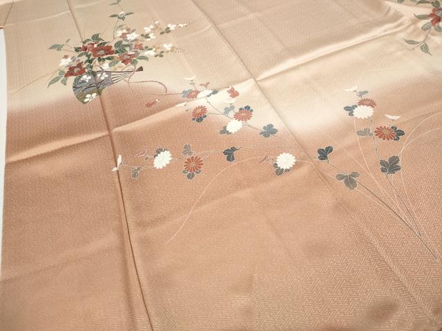 平和屋着物●訪問着 扇面枝花文 暈し染め 鈴乃屋扱い 正絹 逸品 CABH2676ut