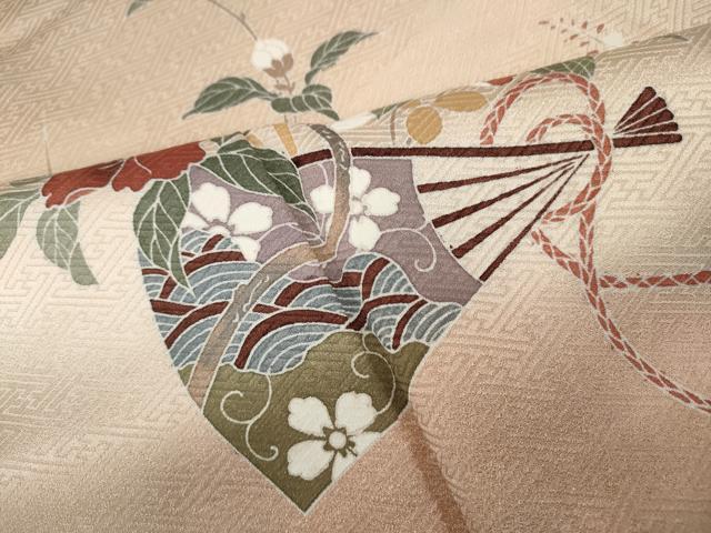平和屋着物●訪問着 扇面枝花文 暈し染め 鈴乃屋扱い 正絹 逸品 CABH2676ut