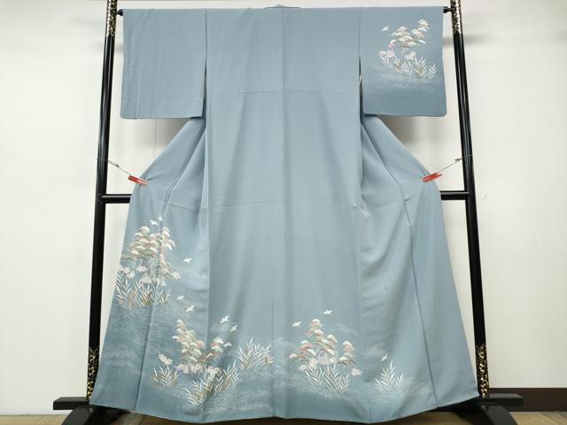平和屋着物●訪問着 立波飛鳥草花文 暈し染め 金彩 正絹 逸品 CABH2677ut