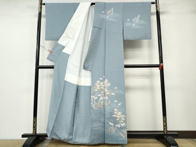 平和屋着物●訪問着 立波飛鳥草花文 暈し染め 金彩 正絹 逸品 CABH2677ut