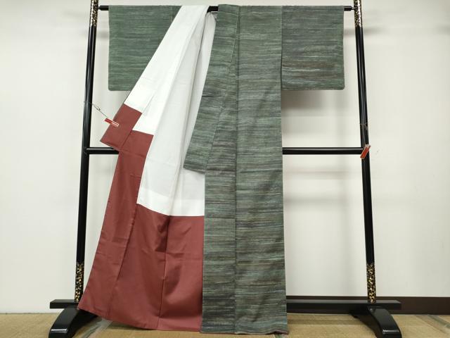 平和屋着物●訪問着 紬地 霞文 正絹 逸品 CABH2682ut