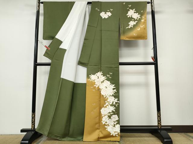 平和屋着物●訪問着 舞蝶文 暈し染め 金彩 正絹 逸品 CABH2683ut