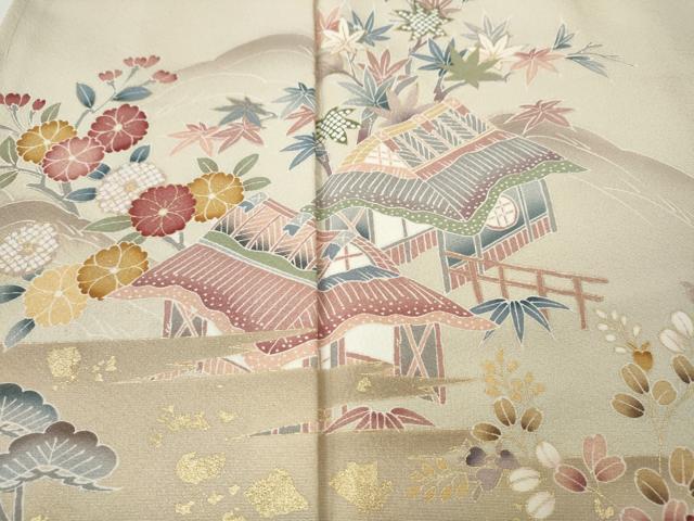 平和屋着物●訪問着 風景草花文 暈し染め 金彩 正絹 逸品 CABH2684ut