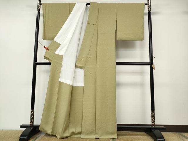 平和屋着物●上質な色無地 辻が花地紋 木蘭色 正絹 逸品 CABH2691ut