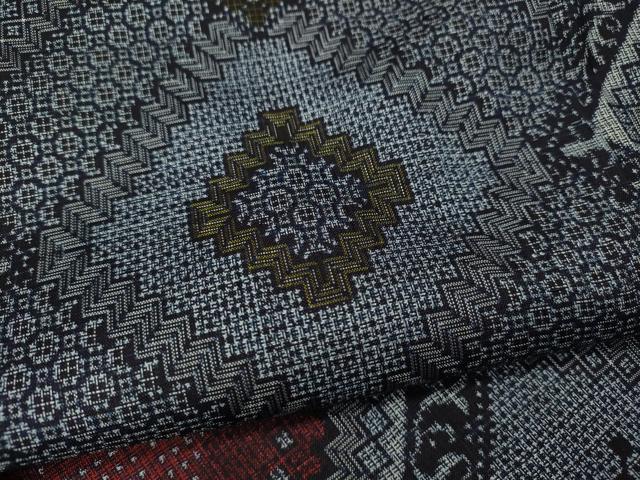 平和屋着物●本場大島紬 割込み絣 菱吉祥文 正絹 逸品 CABH2694ut