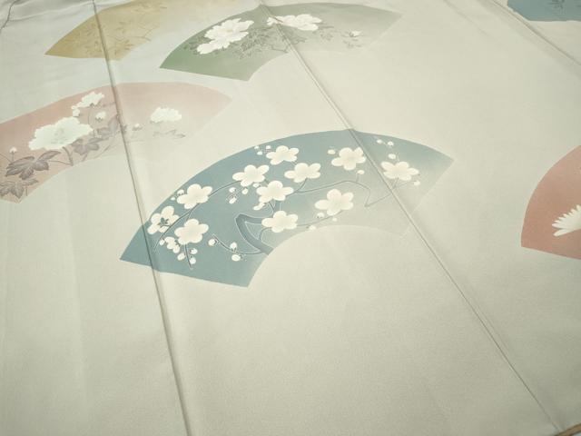 平和屋着物●本加賀友禅作家 由水煌人 訪問着 地紙花文 正絹 逸品 CABH2699ut