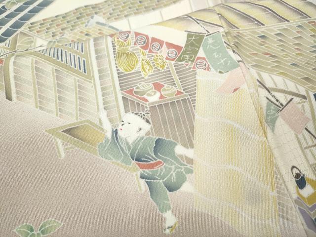 平和屋着物●訪問着 友禅 作家物 童子風景枝花文 暈し染め 正絹 逸品 CABH2700ut