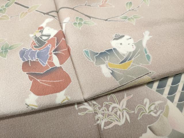 平和屋着物●訪問着 友禅 作家物 童子風景枝花文 暈し染め 正絹 逸品 CABH2700ut