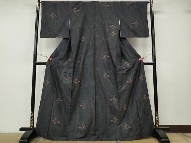 平和屋着物●本場大島紬 9マルキ 草花文 正絹 逸品 CABH2702ut