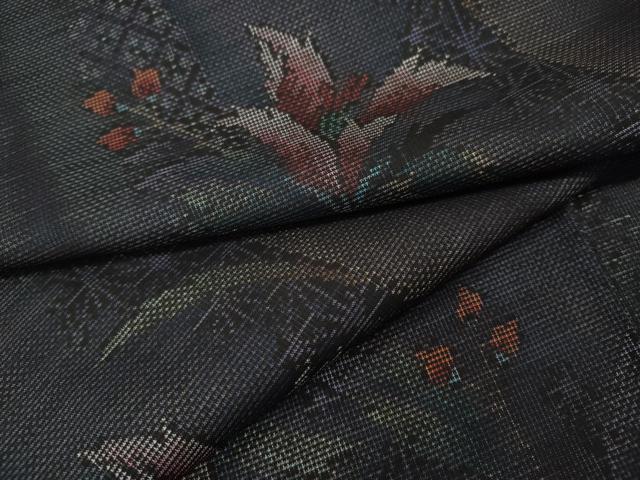 平和屋着物●本場大島紬 9マルキ 草花文 正絹 逸品 CABH2702ut