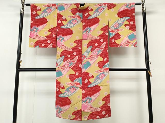 平和屋着物●アンティーク 大正ロマン 長襦袢 袷 船花文 正絹 逸品 CABH2707ut