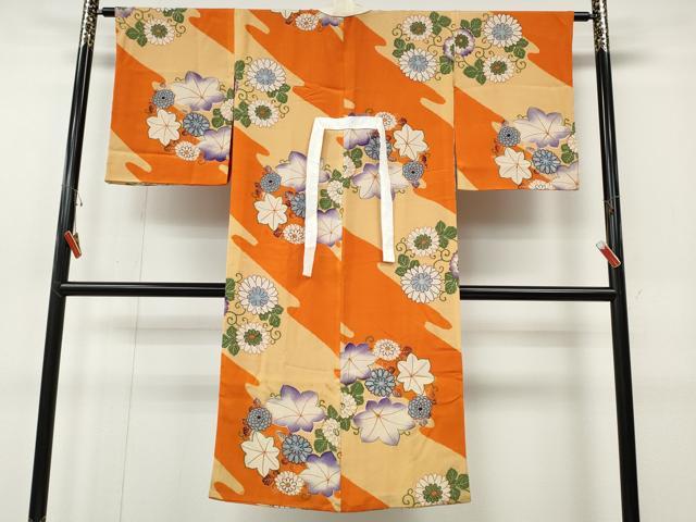 平和屋着物●アンティーク 大正ロマン 長襦袢 袷 花唐草丸文 正絹 逸品 CABH2709ut