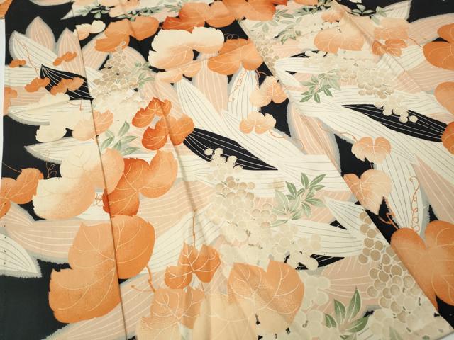 平和屋着物●アンティーク 大正ロマン 長襦袢 袷 葡萄草葉文 正絹 逸品 CABH2711ut