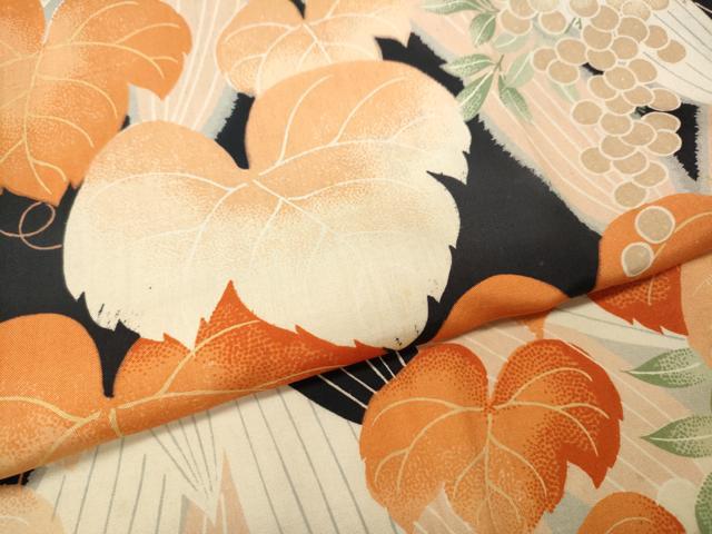 平和屋着物●アンティーク 大正ロマン 長襦袢 袷 葡萄草葉文 正絹 逸品 CABH2711ut