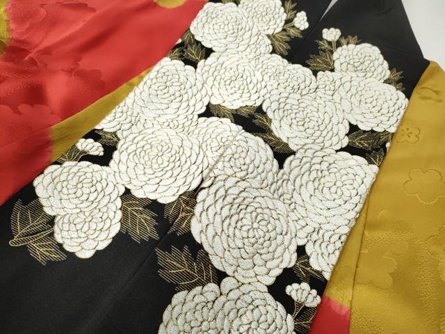 平和屋着物●振袖用長襦袢 袷 絞り 舞梅文 金彩 半衿刺繍 正絹 逸品 CABH2713ut