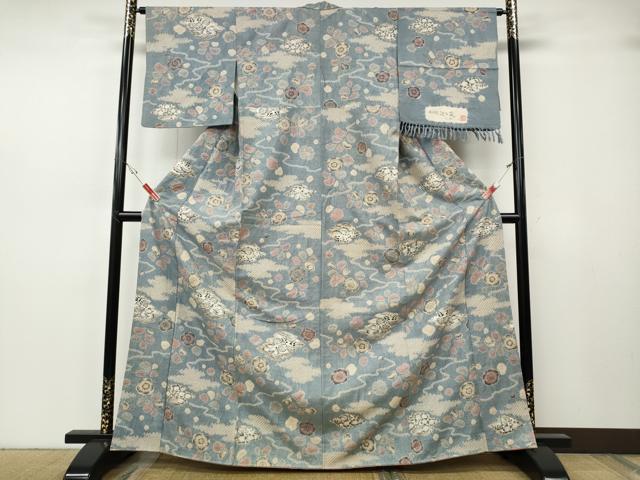 平和屋着物●西洞院辻が花 大脇一心 小紋 紬地 絞り 辻が花 反端付き 正絹 逸品 CABH2715ut