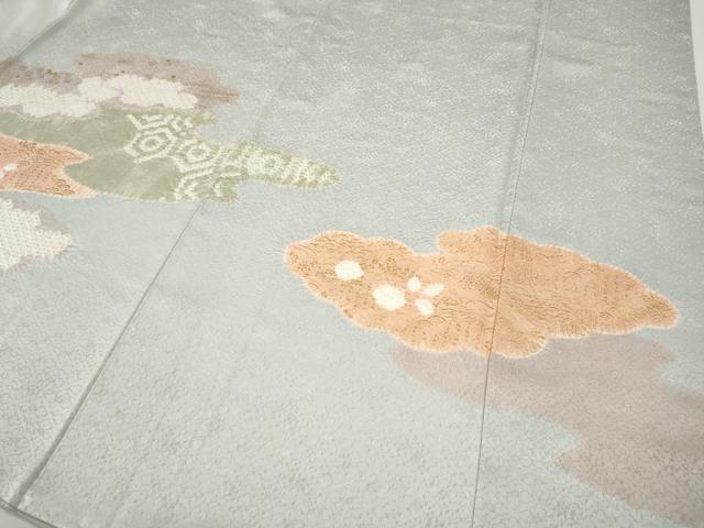 平和屋着物●訪問着 絞り 刺繍 雲重ね花丸文 金彩 銀座越後屋扱い 正絹 逸品 CABH2730ut