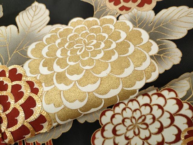 平和屋着物●豪華黒留袖 駒刺繍 枝花文 金彩 正絹 逸品 CABH2738ut