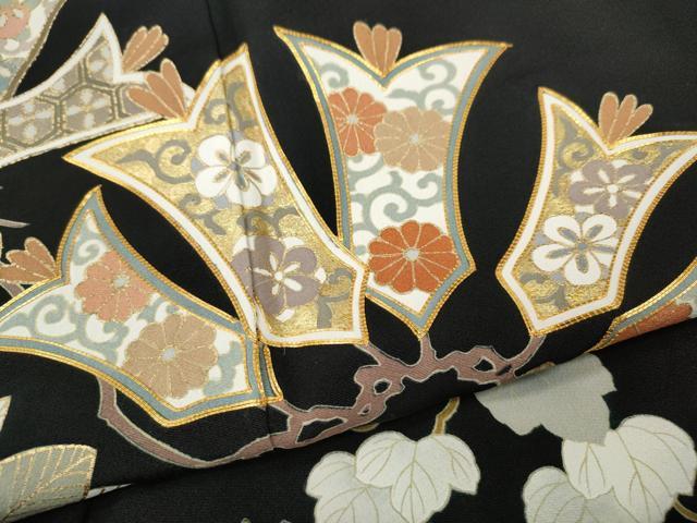 平和屋着物●豪華黒留袖 駒刺繍 吉祥蔦の葉花文 金彩 正絹 逸品 CABH2745ut