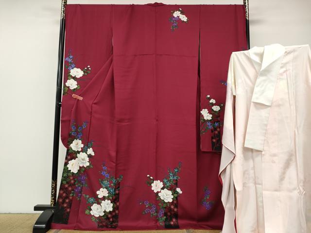 平和屋着物●豪華振袖・長襦袢セット 刺繍 枝花文 金彩 正絹 逸品 CABH2751ut