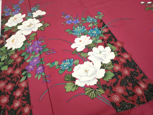 平和屋着物●豪華振袖・長襦袢セット 刺繍 枝花文 金彩 正絹 逸品 CABH2751ut