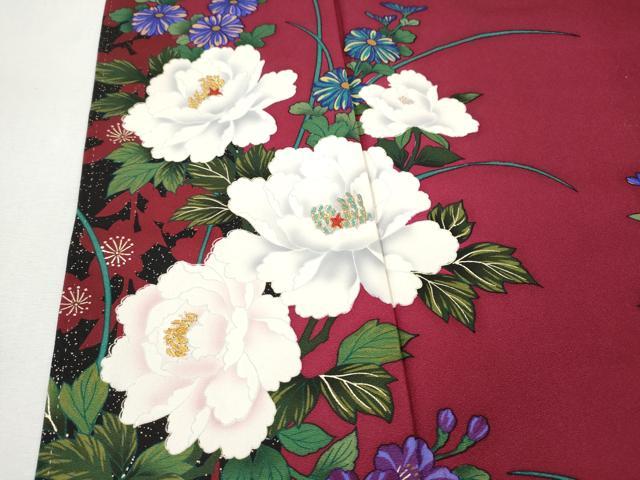 平和屋着物●豪華振袖・長襦袢セット 刺繍 枝花文 金彩 正絹 逸品 CABH2751ut
