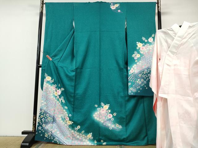 平和屋着物●豪華振袖・長襦袢セット 道長舞花文 暈し染め 銀通し地 正絹 逸品 CABH2752ut