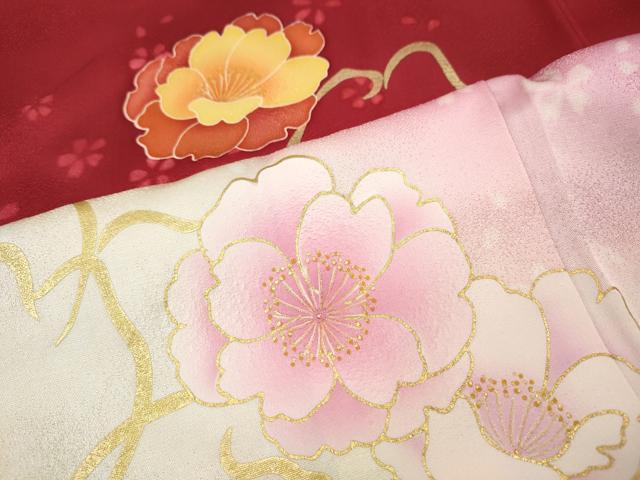 平和屋着物●豪華振袖・長襦袢セット 舞花文 暈し染め 金彩 正絹 逸品 CABH2753ut