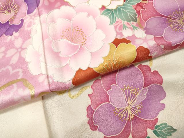平和屋着物●豪華振袖・長襦袢セット 舞花文 暈し染め 金彩 正絹 逸品 CABH2753ut
