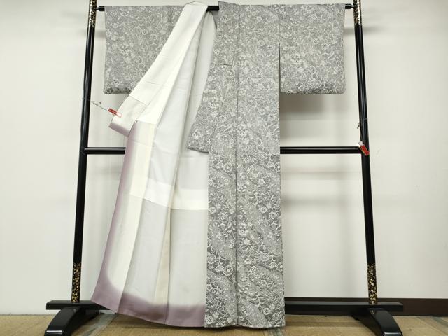 平和屋着物●上質なお召 天目織 正倉院更紗文様 反端付き 正絹 逸品 CABH2760ut