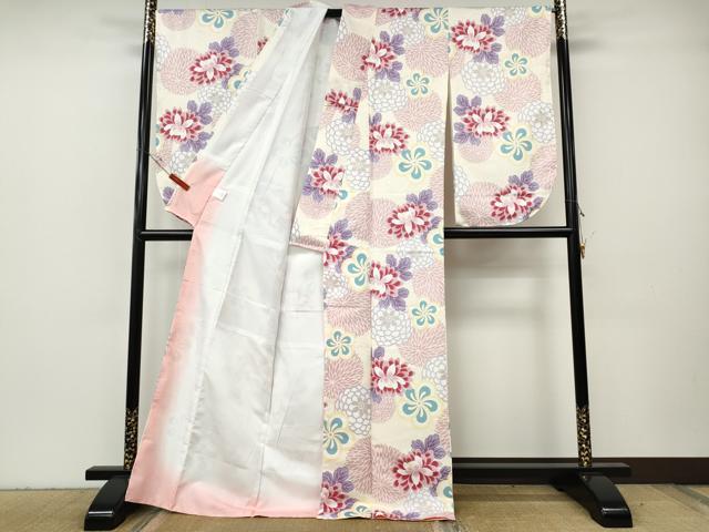 平和屋着物●小振袖 二尺袖 舞花文 洗える着物 未使用 CABH2766ut