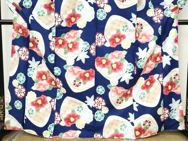 平和屋着物●小振袖 二尺袖 貝合せ花文 洗える着物 未使用 CABH2780ut