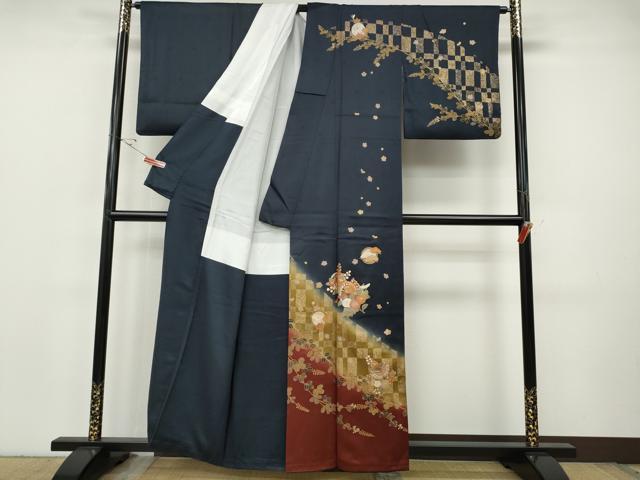 平和屋着物●訪問着 花蝶丸文 暈し染め 金彩 正絹 逸品 CABH2788ut