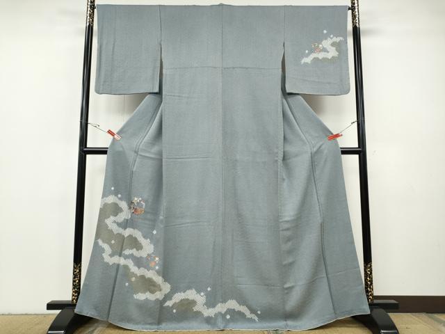 平和屋着物●訪問着 絞り 刺繍 雲重ね花丸文 金彩 正絹 逸品 CABH2796ut