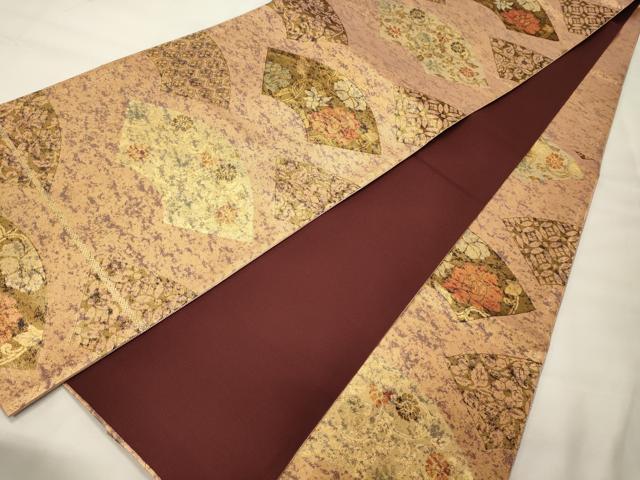 平和屋着物◎六通柄袋帯 地紙花唐草文 金糸 正絹 逸品 CABH2804oy