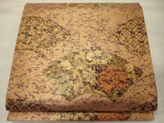 平和屋着物◎六通柄袋帯 地紙花唐草文 金糸 正絹 逸品 CABH2804oy