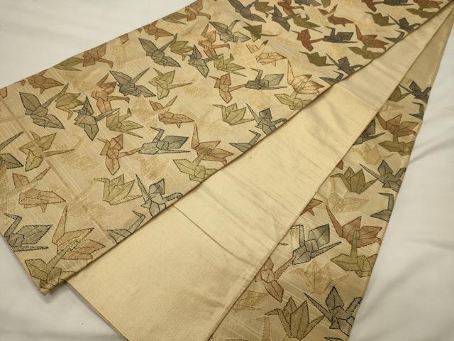 平和屋着物◎六通柄袋帯 折り鶴 金糸 正絹 逸品 CABH2830oy