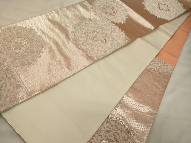 平和屋着物◎六通柄袋帯 正倉院花文 銀糸 正絹 逸品 CABH2837oy