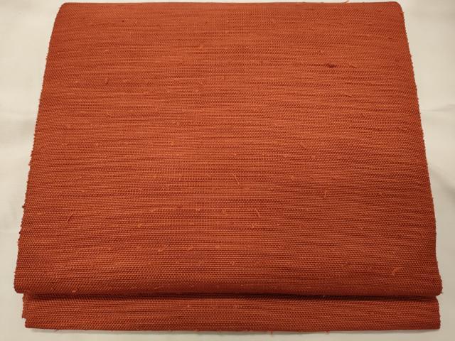 平和屋着物◎八寸名古屋帯 紬地 樺色 正絹 逸品 CABH2858oy