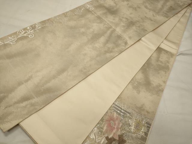 平和屋着物◎六通柄袋帯 草花文 金銀糸 正絹 逸品 CABH2882oy