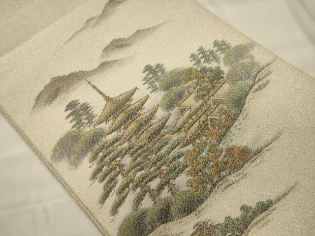平和屋着物◎太鼓柄袋帯 作家物 綴れ 八坂五重塔 正絹 逸品 CABH2897oy