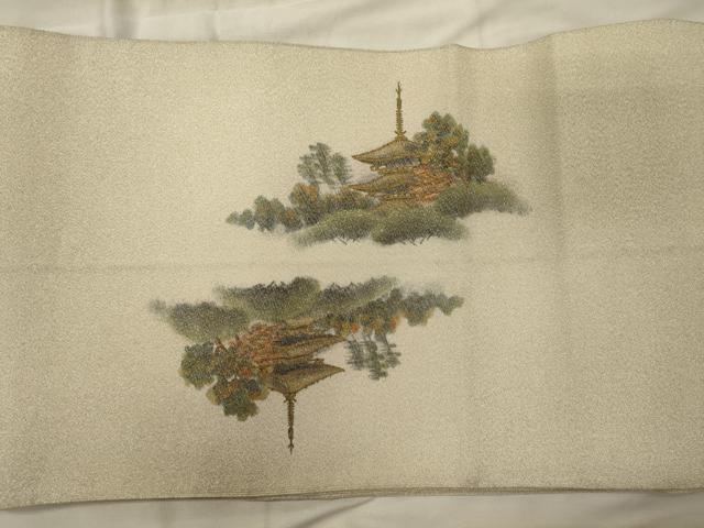 平和屋着物◎太鼓柄袋帯 作家物 綴れ 八坂五重塔 正絹 逸品 CABH2897oy