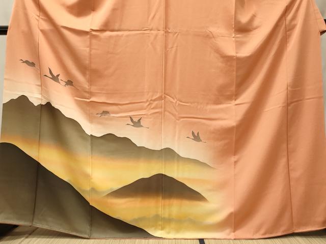 平和屋着物■訪問着 遠山飛鶴文 暈し染め 正絹 逸品 未使用 CABH2908oy