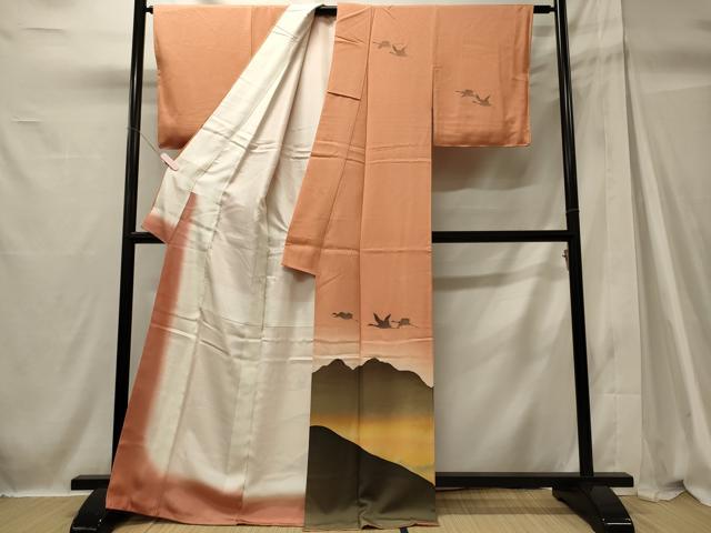 平和屋着物■訪問着 遠山飛鶴文 暈し染め 正絹 逸品 未使用 CABH2908oy