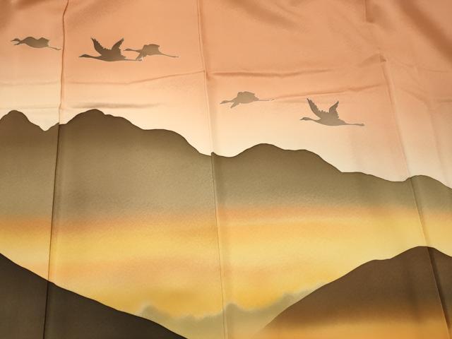 平和屋着物■訪問着 遠山飛鶴文 暈し染め 正絹 逸品 未使用 CABH2908oy